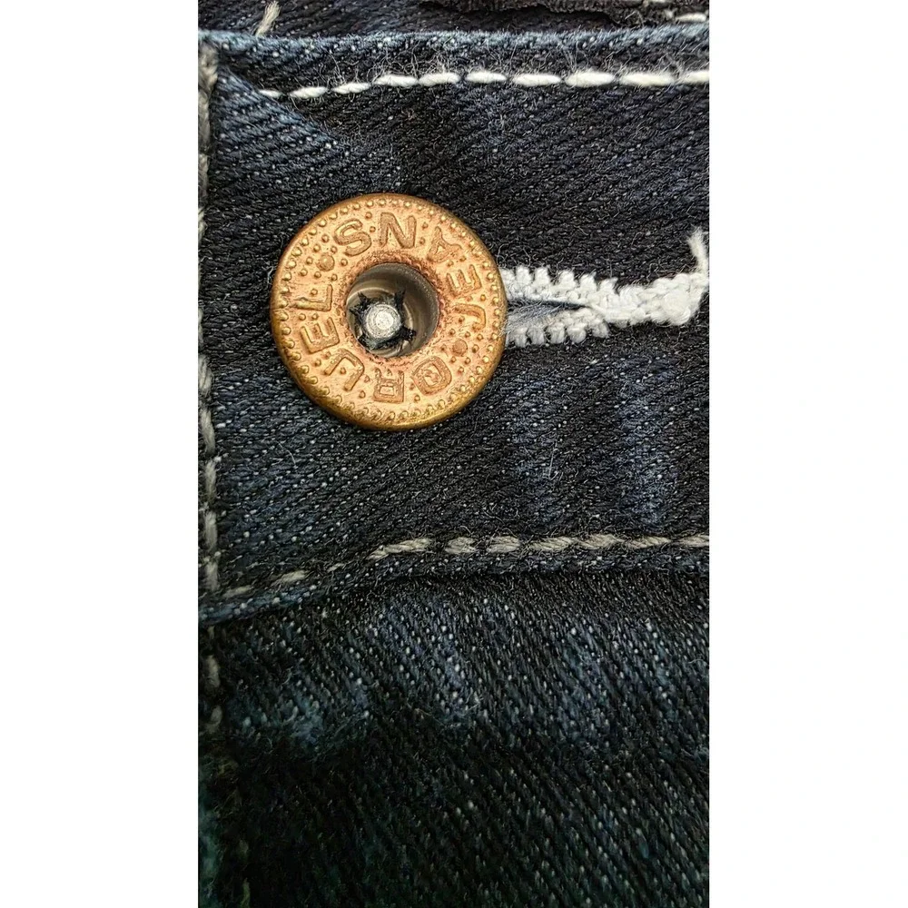 Qruel Jeans Company Mens 46 Dark Wash Straight Leg Contrast Stitch Denim Jeans